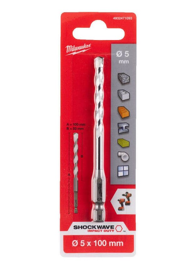 5.0mm x 100mm MULTI MATERIAL DRILL BIT  MILWAUKEE