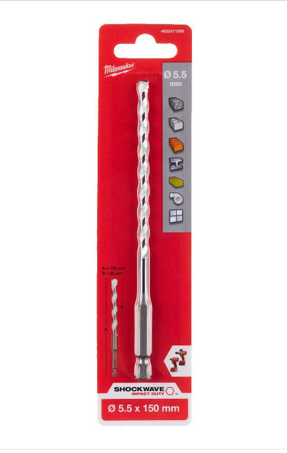 5.5mm x 150mm MULTI MATERIAL DRILL BIT  MILWAUKEE