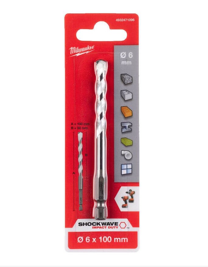 6.0mm x 100mm MULTI MATERIAL DRILL BIT  MILWAUKEE