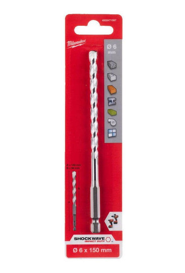 6.0mm x 150mm MULTI MATERIAL DRILL BIT  MILWAUKEE