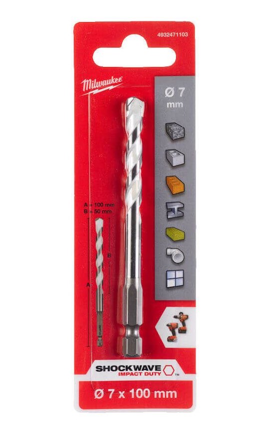 7.0mm x 100mm MULTI MATERIAL DRILL BIT  MILWAUKEE