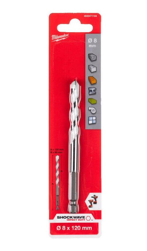 8.0mm x 120mm MULTI MATERIAL DRILL BIT  MILWAUKEE