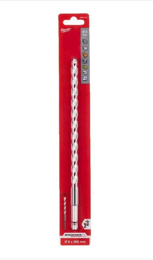 8.0mm x 260mm MULTI MATERIAL DRILL BIT  MILWAUKEE