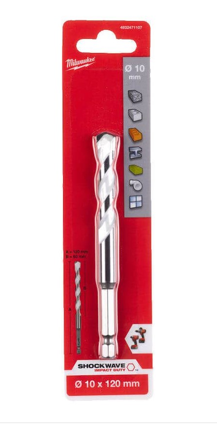10.0mm x 120mm MULTI MATERIAL DRILL BIT  MILWAUKEE