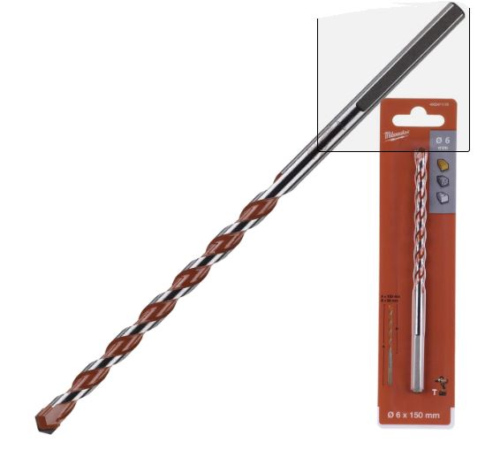 6.0mm x 150mm PREMIUM MASONRY DRILL BIT  MILWAUKEE