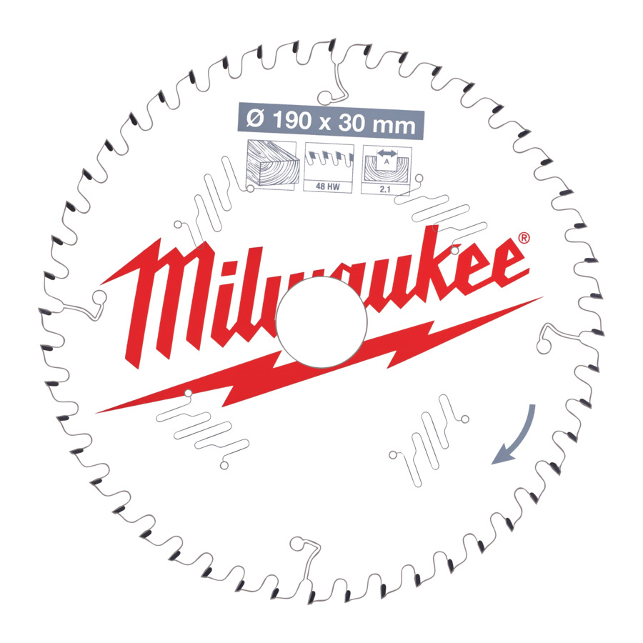 190mm x 30 BORE X 2.1 48TH WHITE PTFE COATED SAW BLADE  MILWAUKEE