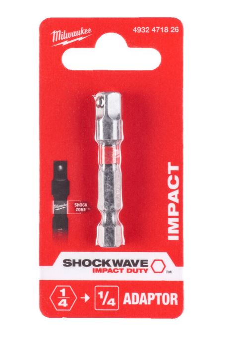 SHOCKWAVE ADAPTER 1/4 " HEX > 1/4" SQUARE  MILWAUKEE