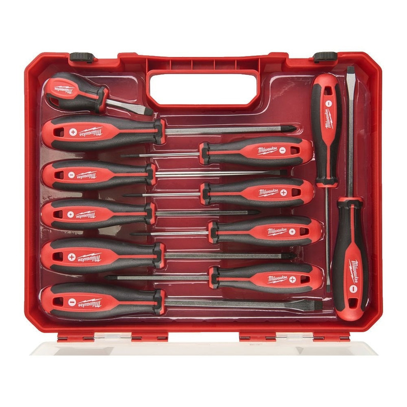 SCREWDRIVER SET POZI PHILLIPS & SLOTTED 12-PCE  MILWAUKEE