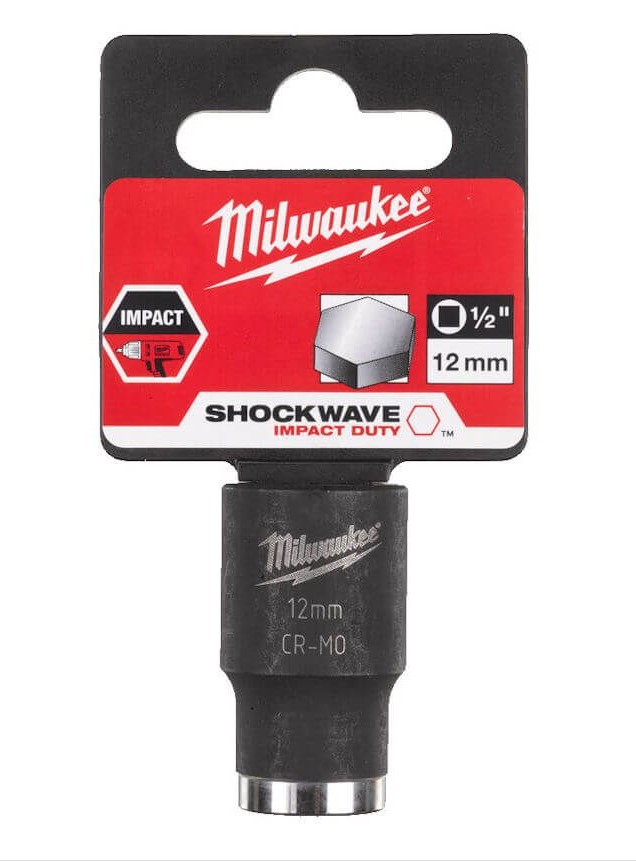 12mm x 1/2" DRIVE SHOCKWAVE SHORT IMPACT SOCKET MILWAUKEE