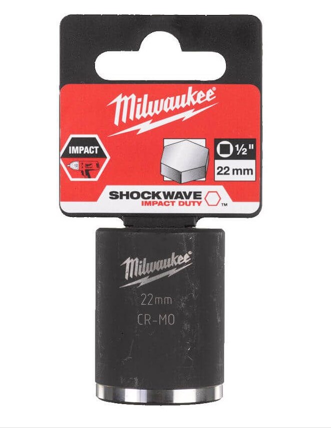 22mm x 1/2" DRIVE SHOCKWAVE SHORT IMPACT SOCKET MILWAUKEE