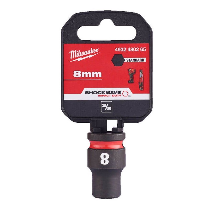 8mm x 3/8" DRIVE SHOCKWAVE SHORT IMPACT SOCKET MILWAUKEE