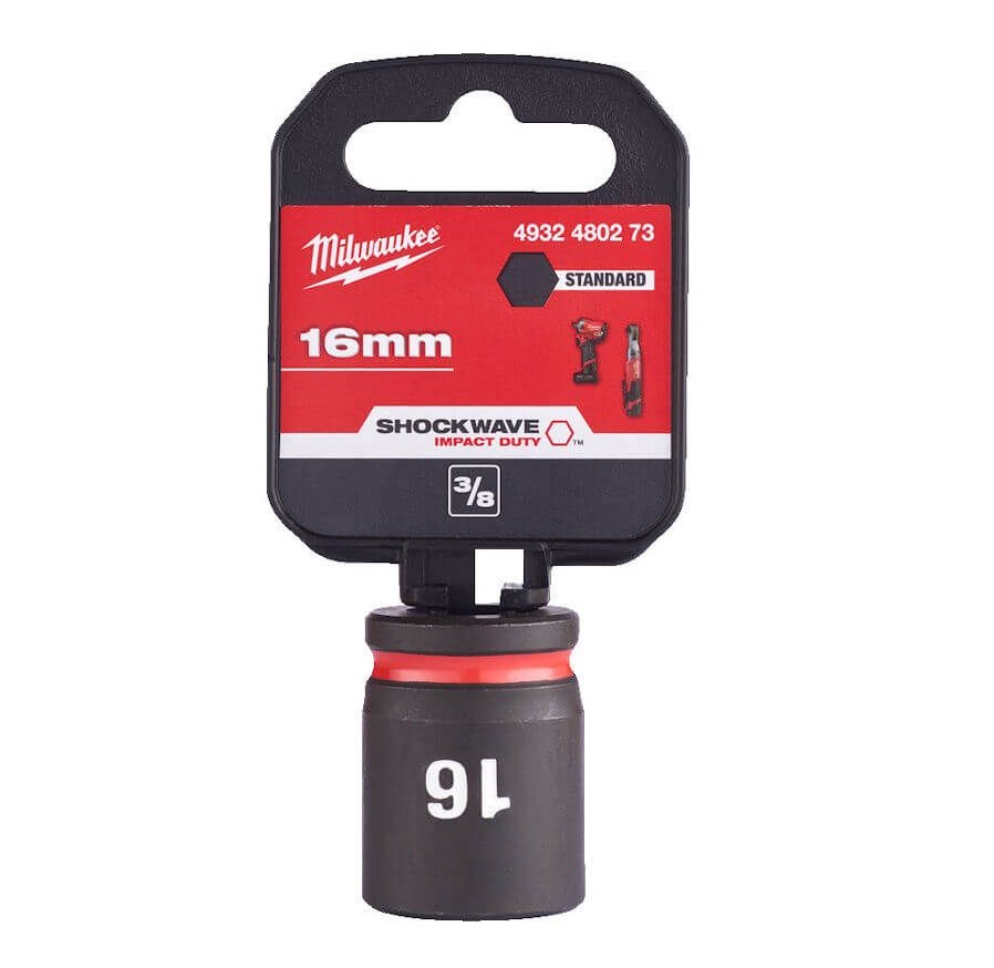 16mm x 3/8" DRIVE SHOCKWAVE SHORT IMPACT SOCKET MILWAUKEE