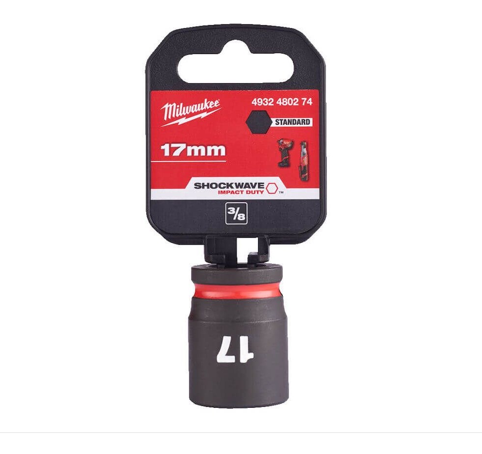 17mm x 3/8" DRIVE SHOCKWAVE SHORT IMPACT SOCKET MILWAUKEE