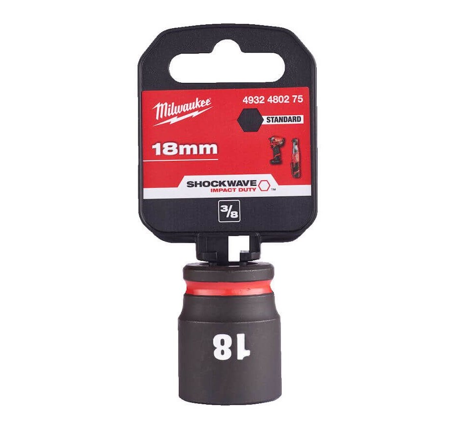 18mm x 3/8" DRIVE SHOCKWAVE SHORT IMPACT SOCKET MILWAUKEE