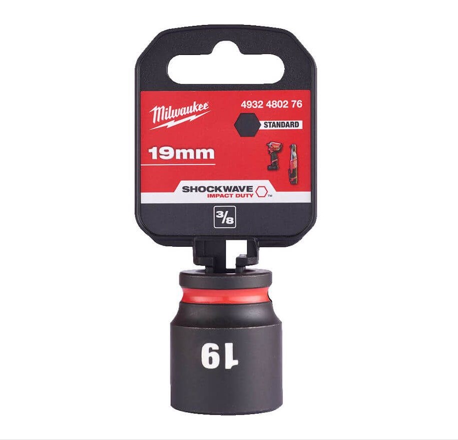 19mm x 3/8" DRIVE SHOCKWAVE SHORT IMPACT SOCKET MILWAUKEE