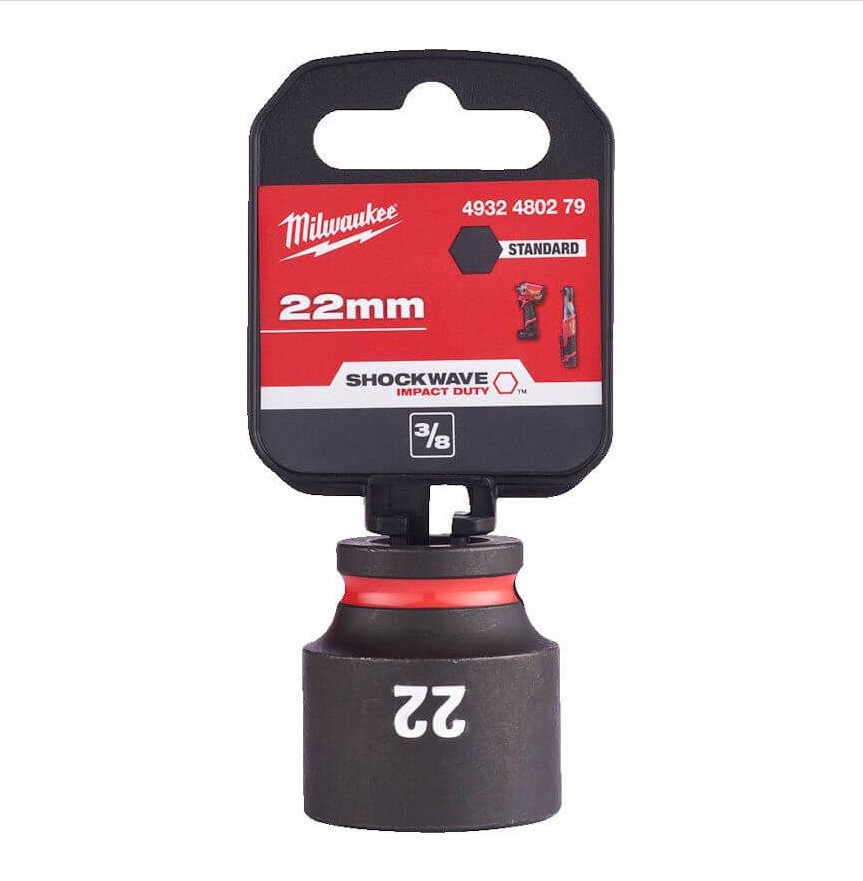 22mm x 3/8" DRIVE SHOCKWAVE SHORT IMPACT SOCKET MILWAUKEE