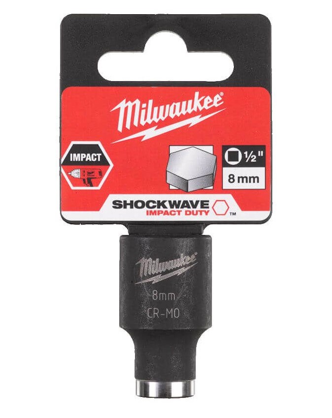 8mm x 1/2" DRIVE SHOCKWAVE SHORT IMPACT SOCKET MILWAUKEE