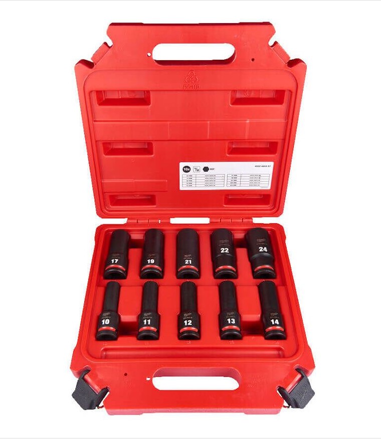 1/2" DRIVE SHOCKWAVE DEEP IMPACT SOCKET SET 10-PCE MILWAUKEE