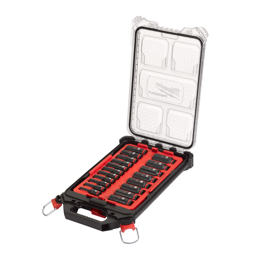PACKOUT SHOCKWAVE IMPACT 3/8" SOCKET SET 19PC  MILWAUKEE
