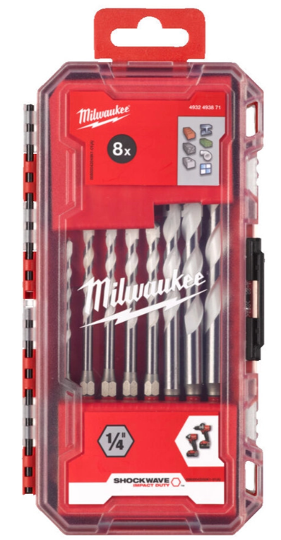 SHOCKWAVE PACKOUT MULTI MATERIAL DRILL BIT SET 8-PCE  MILWAUKEE