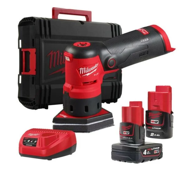 M12FDSS BRUSHLESS COMPACT SPOT SANDER 12V + 2.0AH & 4.0AH BATTS & CHARGER MILWAUKEE