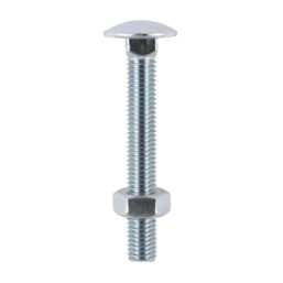 M12 x 75 CUP SQUARE BOLT & HEX NUT ZINC PLATED BOX-QTY-25