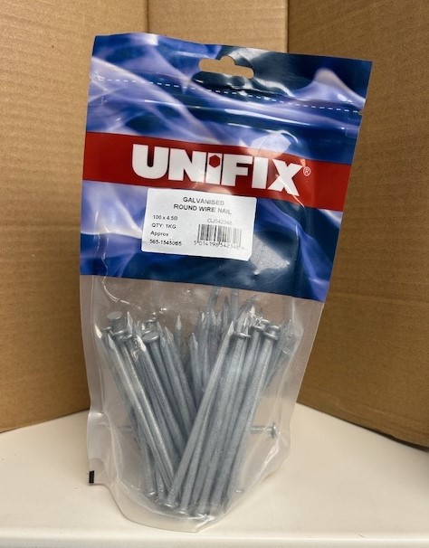 100mm x 4.50mm 1-KG ROUND WIRE NAILS GALVANISED (APPROX 77 NAILS PER KG)