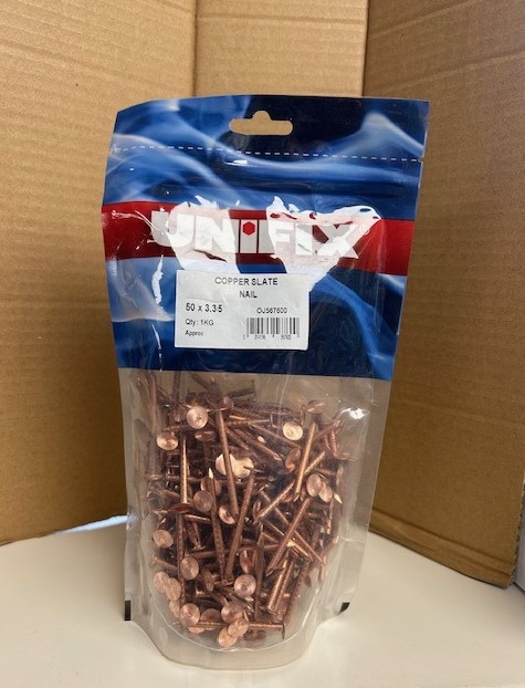 50mm x 3.35mm CLOUT NAILS COPPER 1-KG