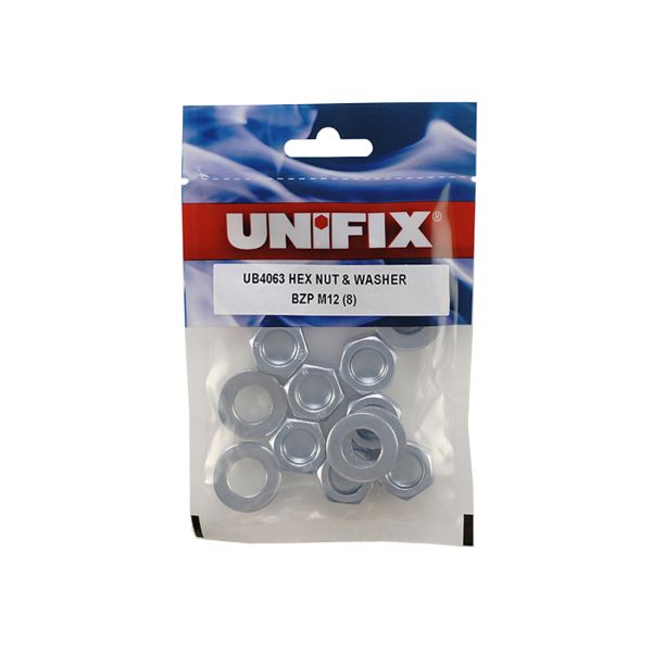 M12 NUTS & WASHERS ZINC PLATED 8-PK
