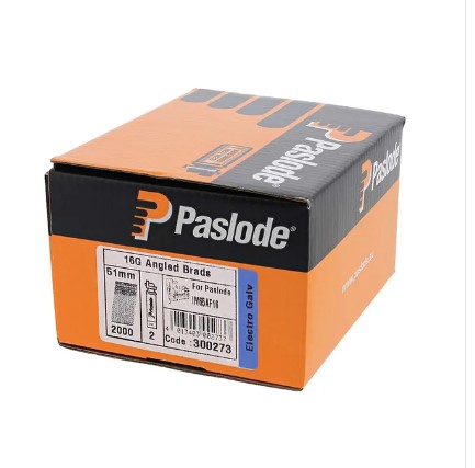50mm 16-GAUGE BRAD NAILS ANGLED GALVANISED WITH GAS 2000-PK PASLODE