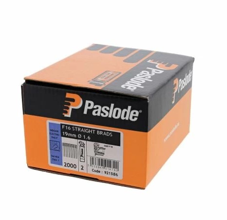 19mm 16-GAUGE BRAD NAILS STRAIGHT GALVANISED WITH GAS 2000-PK PASLODE