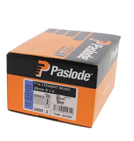 25mm 16-GAUGE BRAD NAILS STRAIGHT GALVANISED WITH GAS 2000-PK PASLODE