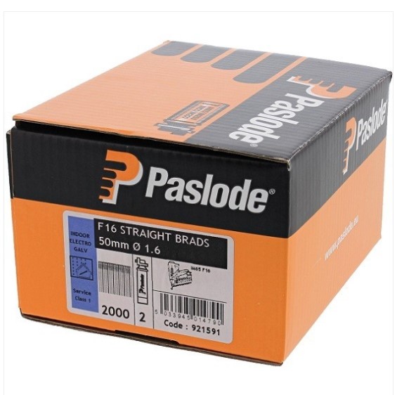 50mm 16-GAUGE BRAD NAILS STRAIGHT GALVANISED WITH GAS 2000-PK PASLODE