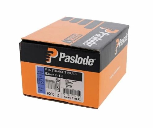 63mm 16-GAUGE BRAD NAILS STRAIGHT GALVANISED WITH GAS 2000-PK PASLODE