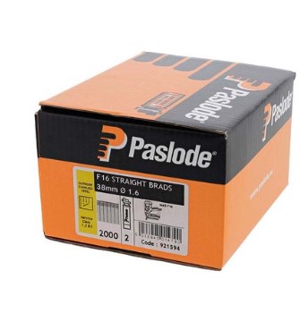 38mm 16-GAUGE BRAD NAILS STRAIGHT STAINLESS STEEL WITH GAS 2000-PK PASLODE
