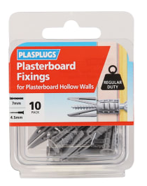 PLASTERBOARD FIXINGS 10-PK PLASPLUGS