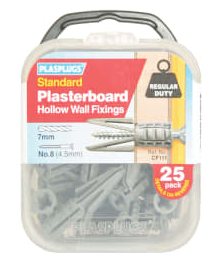 PLASTERBOARD FIXINGS 25-PK PLASPLUGS