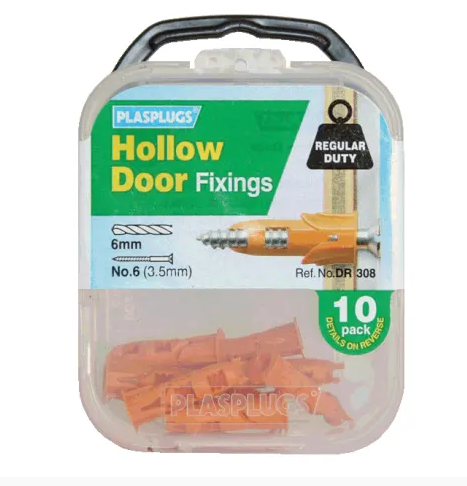 HOLLOW DOOR FIXINGS 10-PK PLASPLUGS