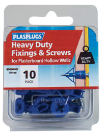 HEAVY DUTY PLASTERBOARD FIXINGS AND SCREWS 10-PK PLASPLUGS