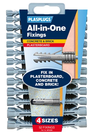ALL IN ONE FIXINGS ASSORTED 52-PK PLASPLUGS