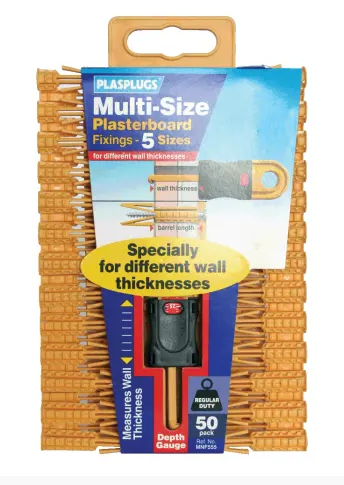 MULTI-SIZE PLASTERBOARD FIXINGS 50-PK PLASPLUGS