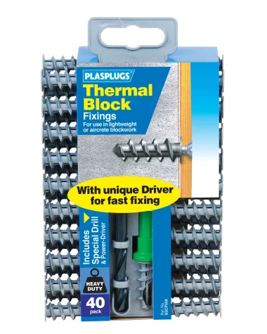THERMAL BLOCK FIXINGS 40-PK PLASPLUGS
