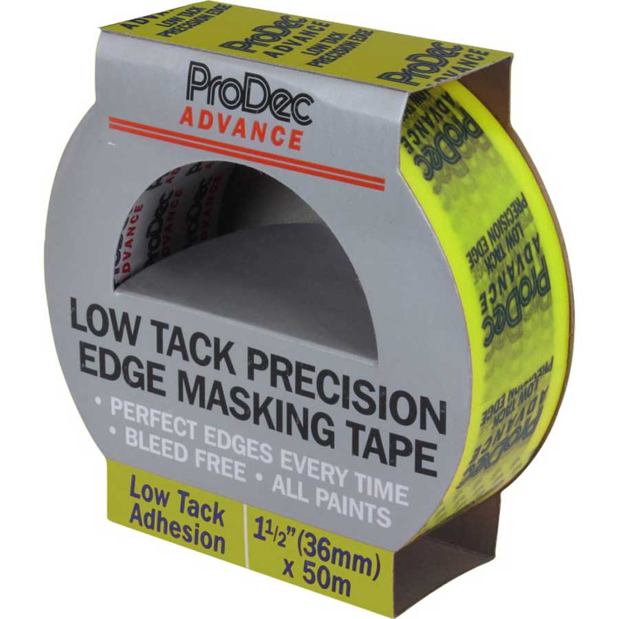 36mm x 50m PRECISION EDGE MASKING TAPE LOW TACK GRADE (1 1/2") RODO