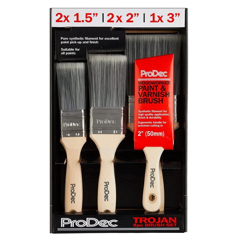 TROJAN BRUSH SET INCLUDING 6-PCE FREE WOODWORKER BRUSH RODO
