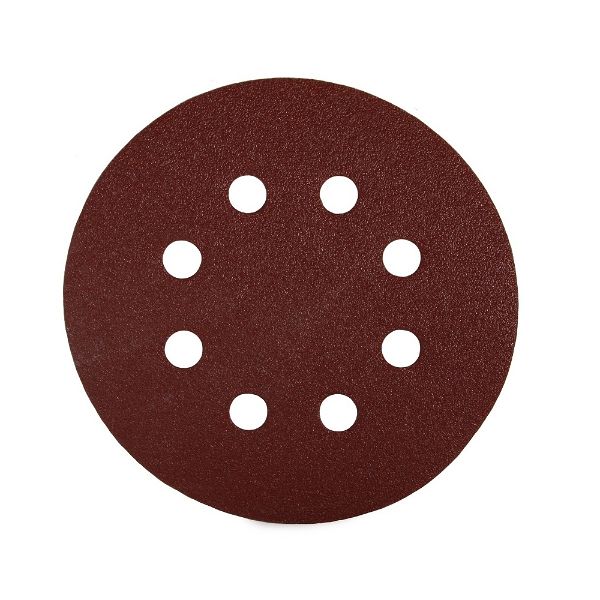 127mm (5") x 120G x 8 HOLE SANDING DISC RED GREY BACKING VELCRO