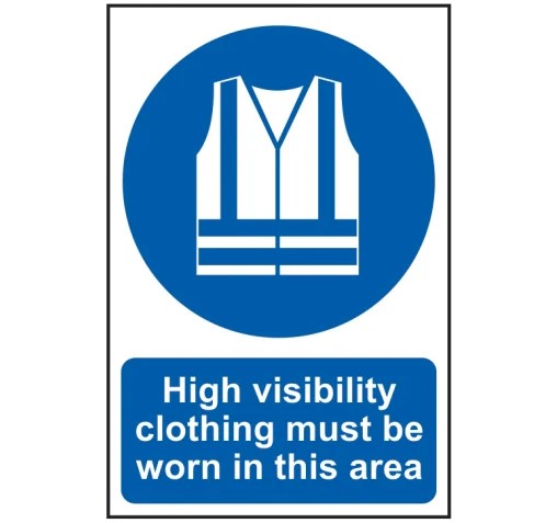 High Visibility Jackets Must Be Worn In This Area - PVC Sign 200 x 300mm