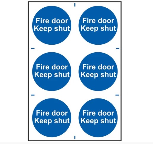 Fire Door Keep Shut - 6 PVC Signs 100 x 100mm