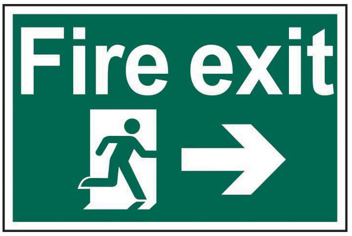 Fire Exit Running Man Arrow Right - PVC Sign 300 x 200mm