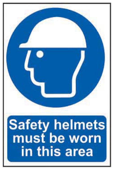Safety Helmets Must Be Worn In This Area - PVC Sign 400 x 600mm