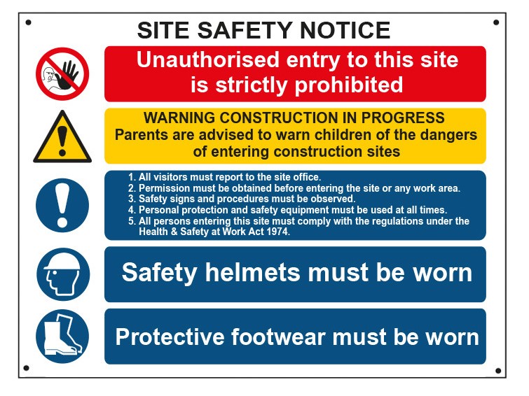 Composite Site Safety Notice - FMX Sign 800 x 600mm